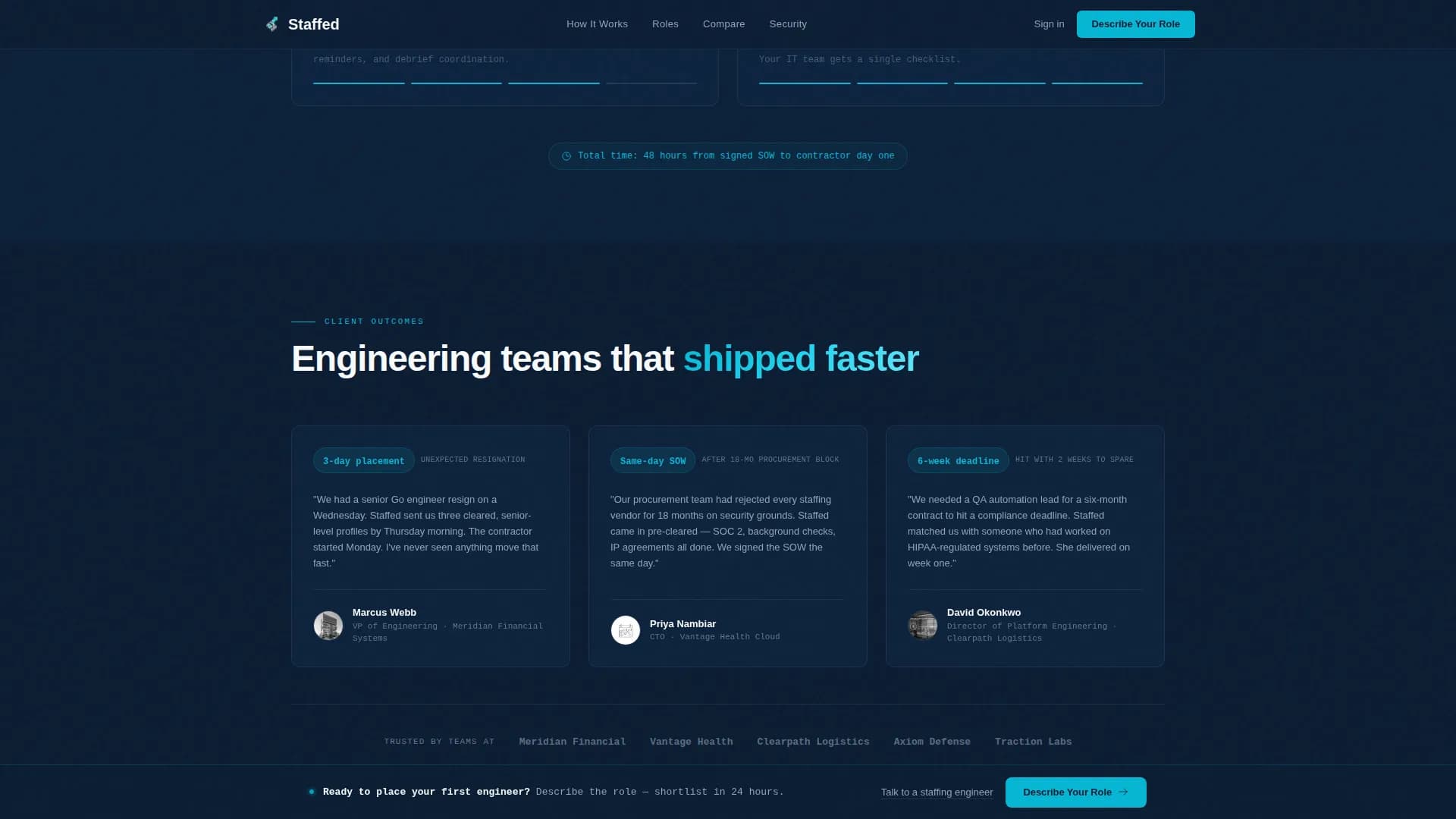Staffed - Tech Staffing Landing page Template
