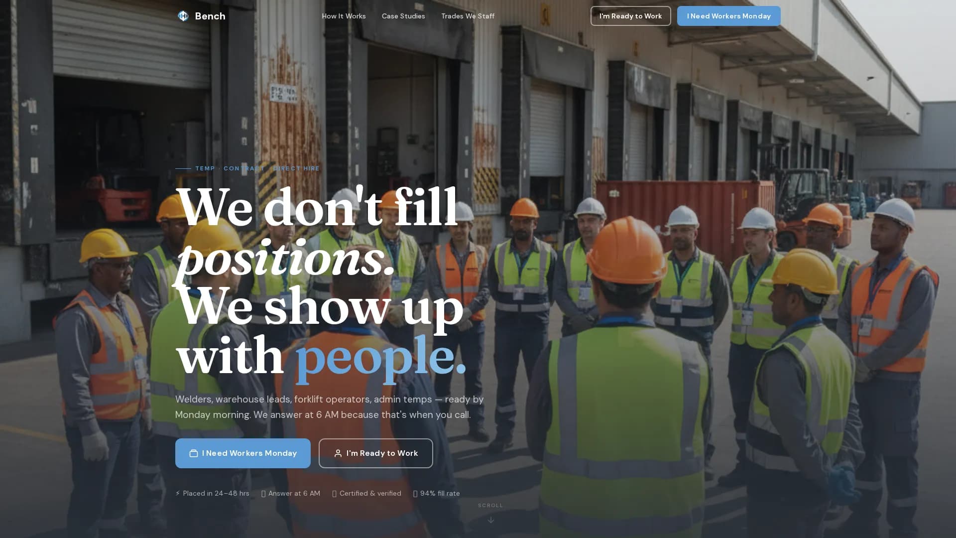Bench - Staffing Agency Landing page Template