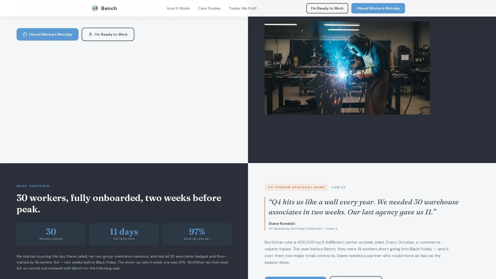 Bench - Staffing Agency Landing page Template