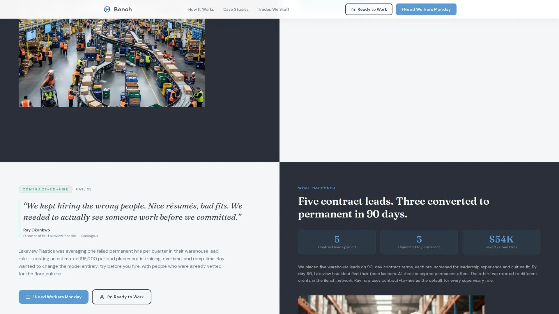 Bench - Staffing Agency Landing page Template