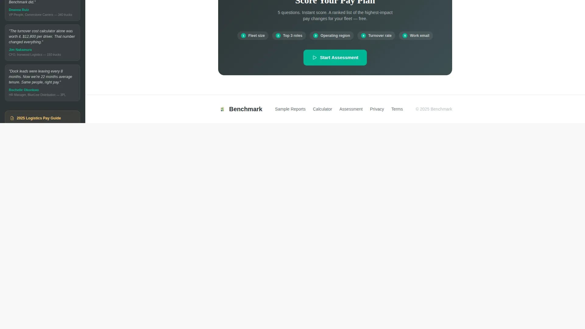 Benchmark - Transportation Compensation Landing page Template