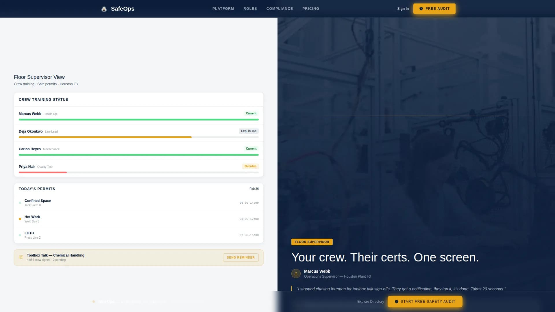 SafeOps - Safety Software Landing page Template