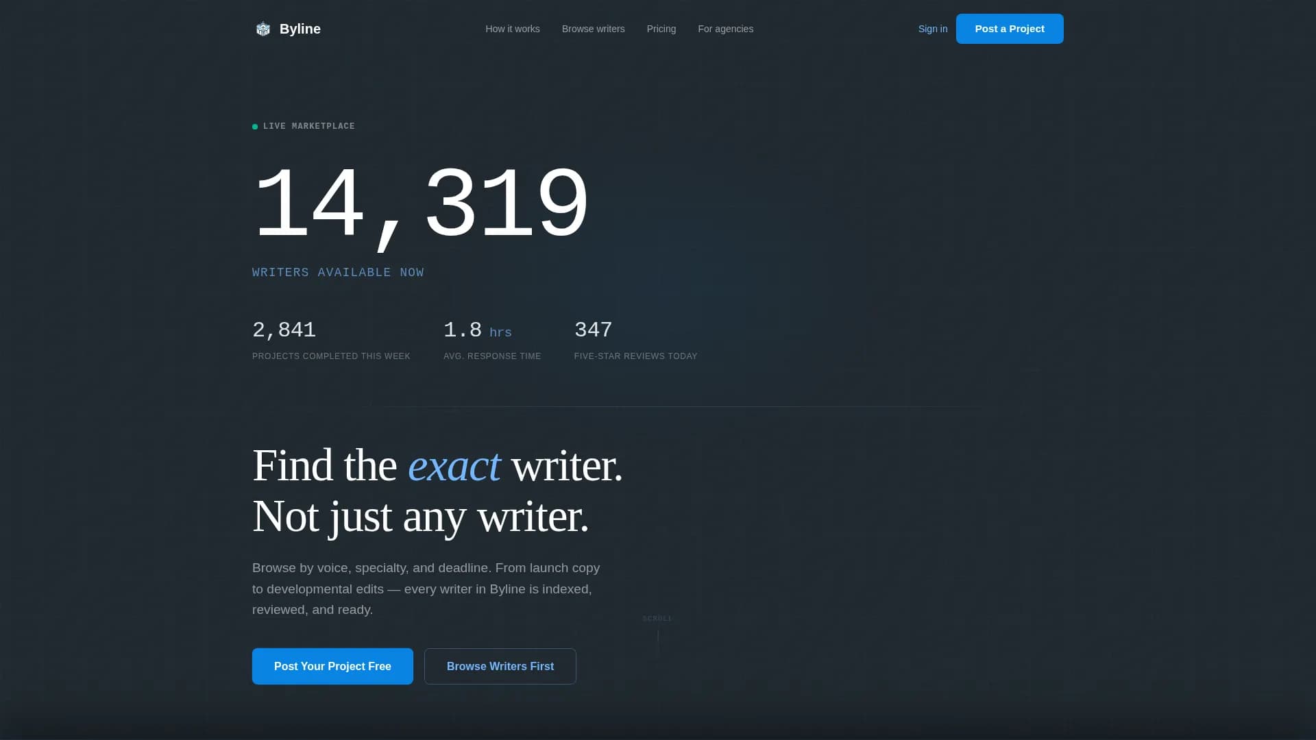 Byline - Content Marketplace Landing page Template