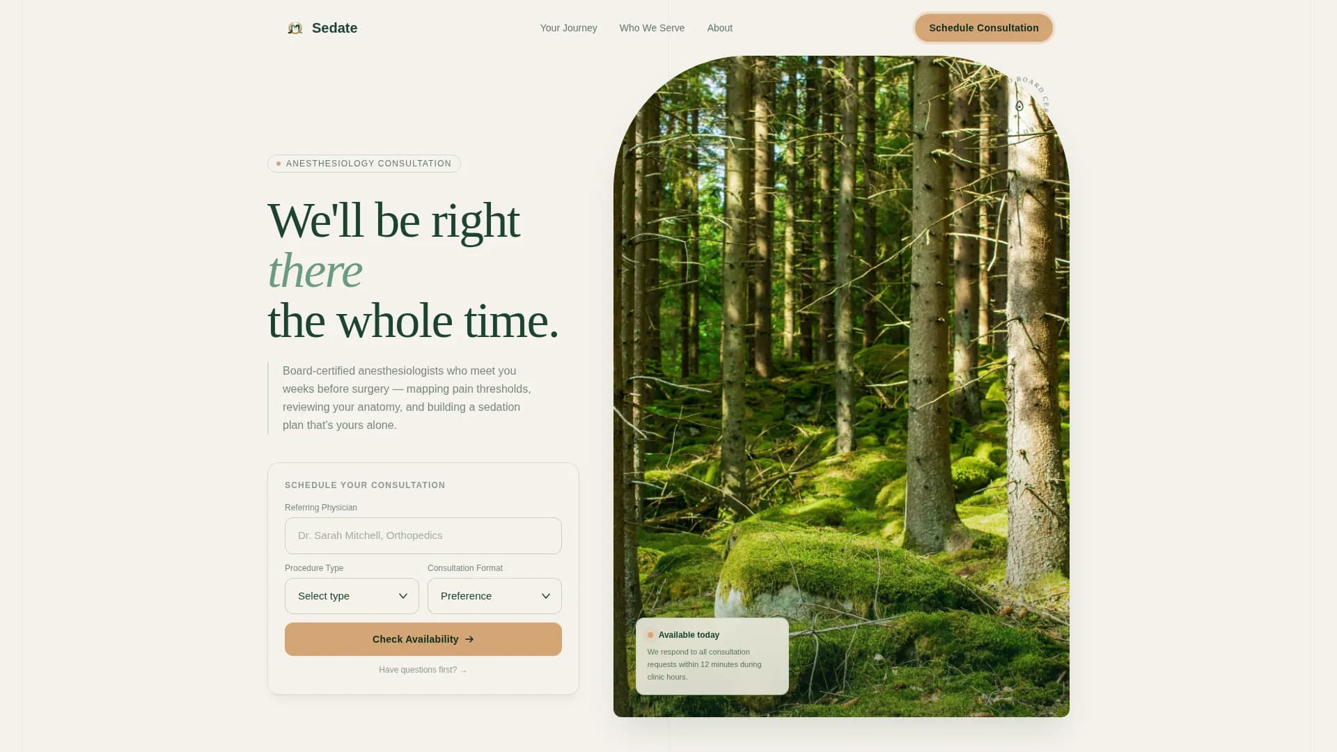 Sedate - Clinic Booking Landing Page Template