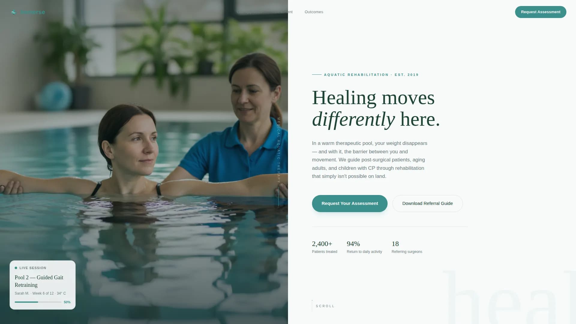 Immerse - Therapy Center Landing Page Template