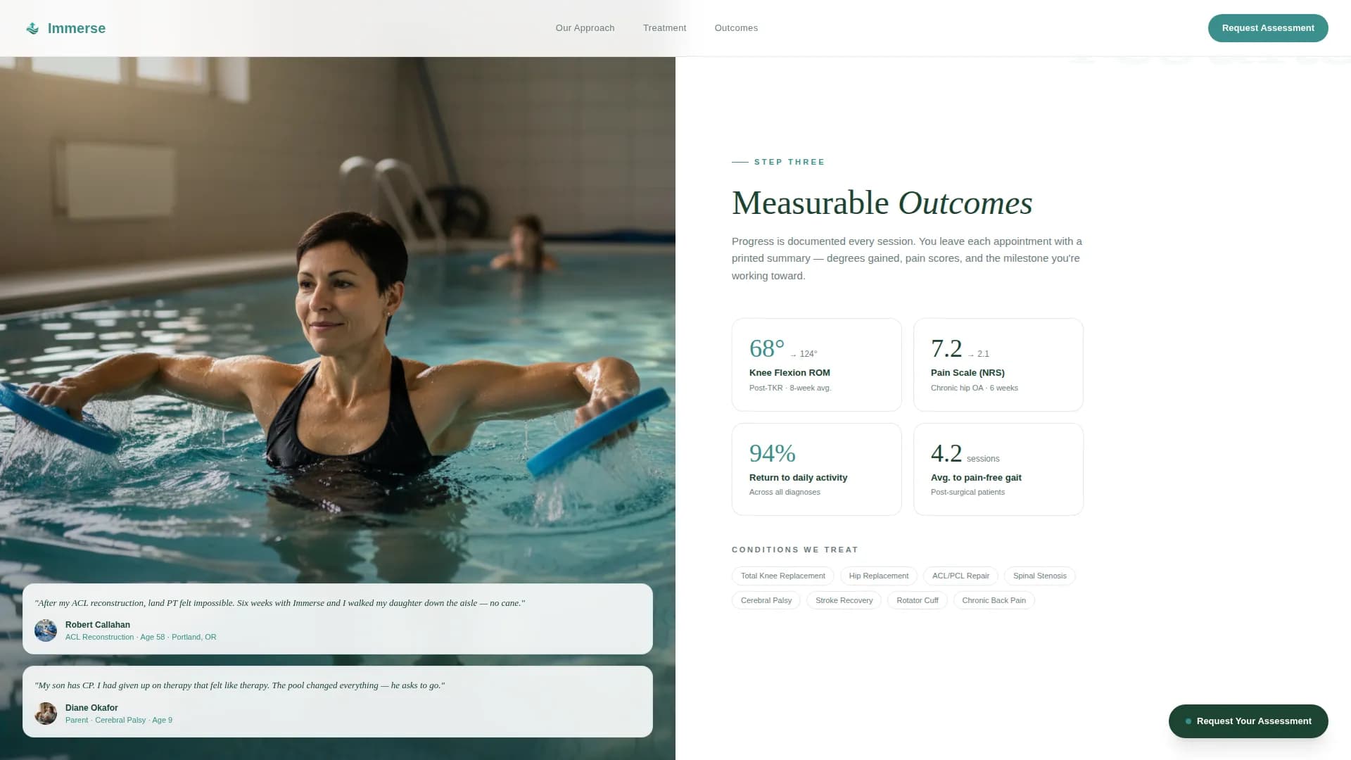 Immerse - Therapy Center Landing Page Template