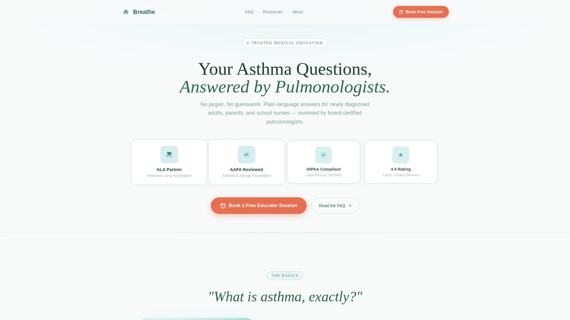Breathe - Patient Education Landing Page Template