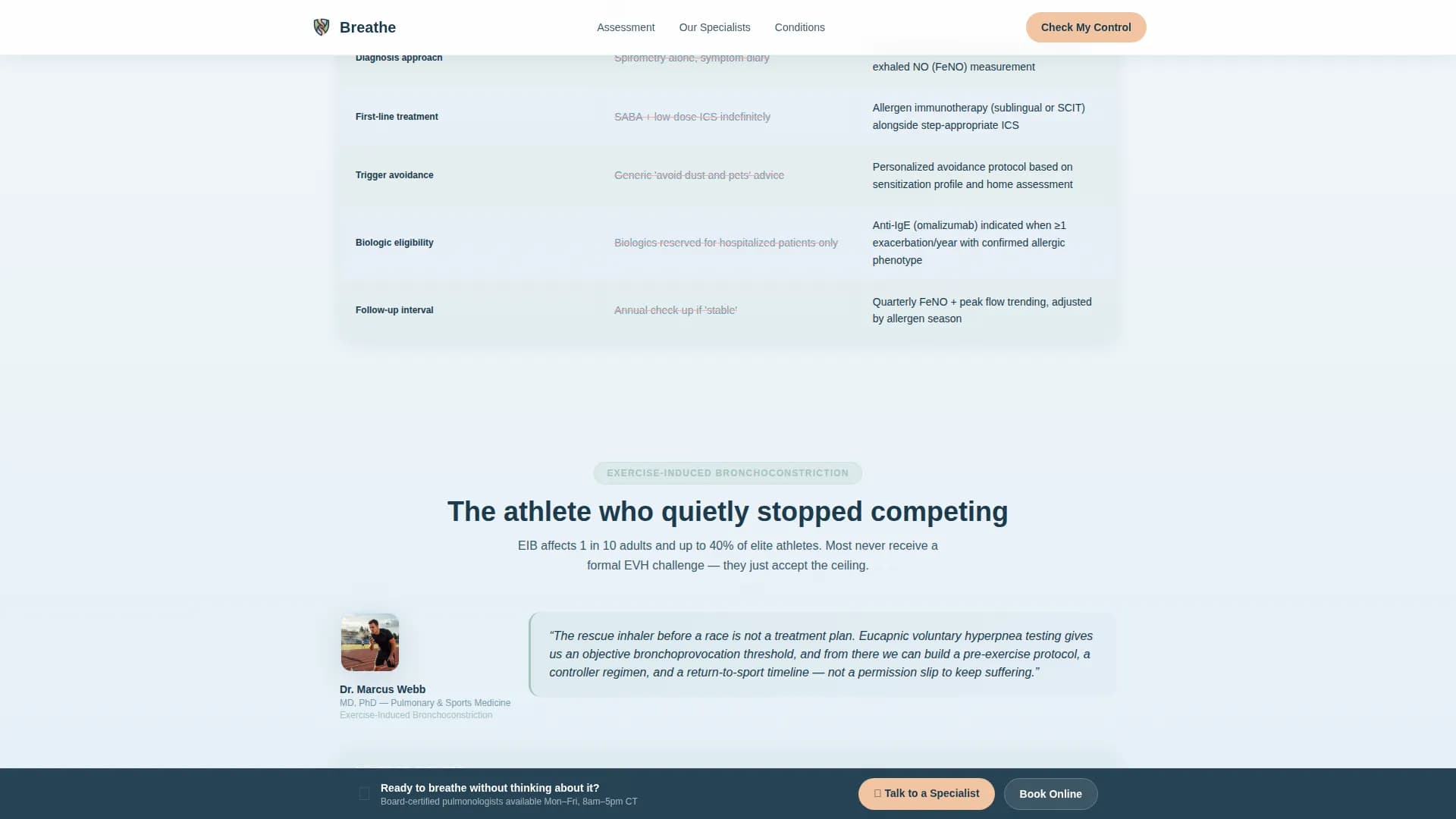 Breathe - Specialist Clinic Landing Page Template