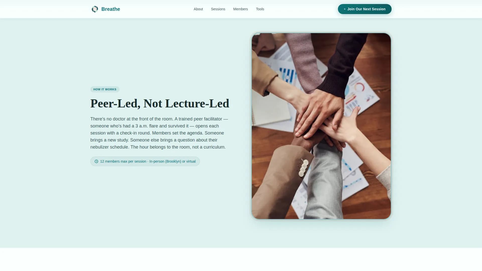 Breathe - Peer Support Landing Page Template