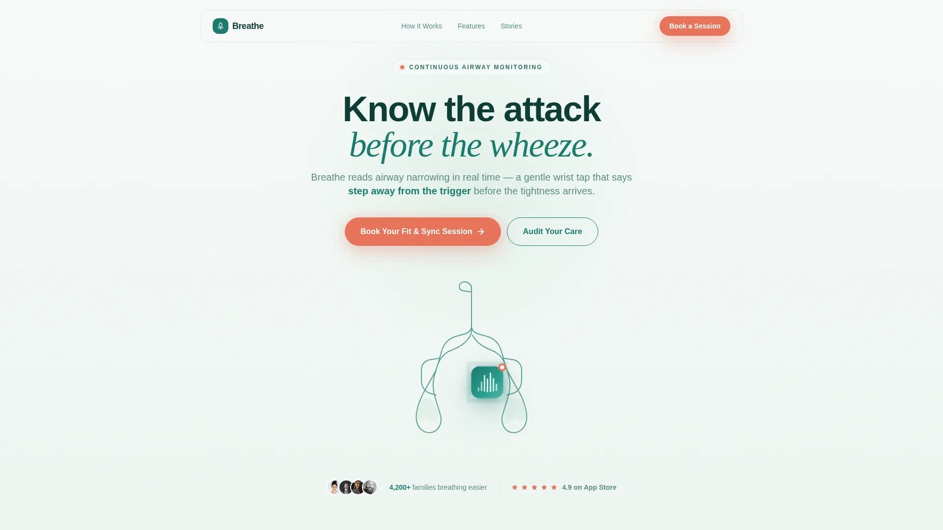 Breathe - Wearable Monitor Landing Page Template