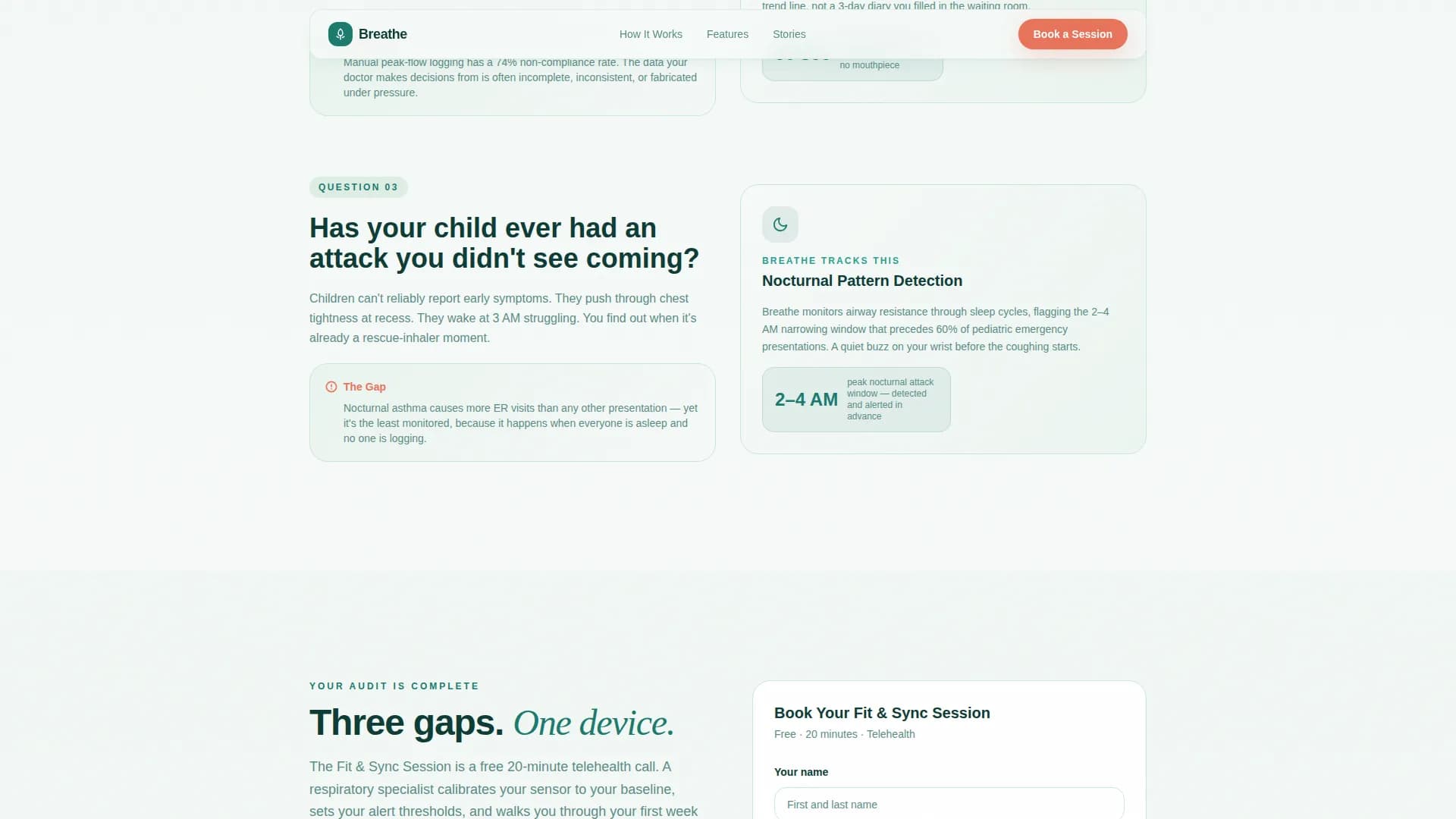 Breathe - Wearable Monitor Landing Page Template