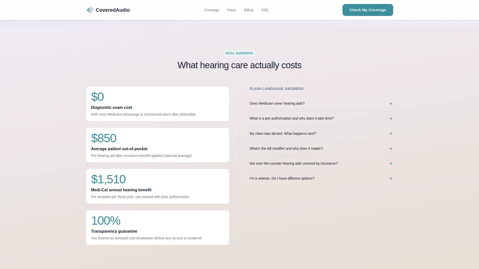 Coverage - Audiology Services Landing page Template