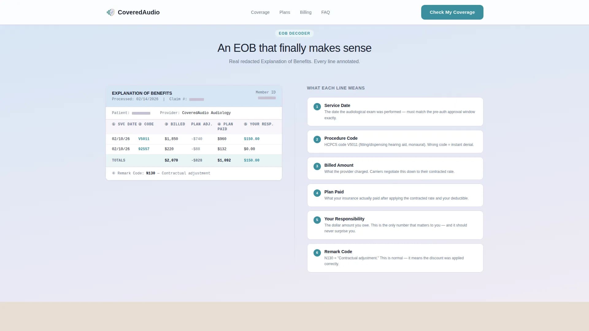Coverage - Audiology Services Landing page Template