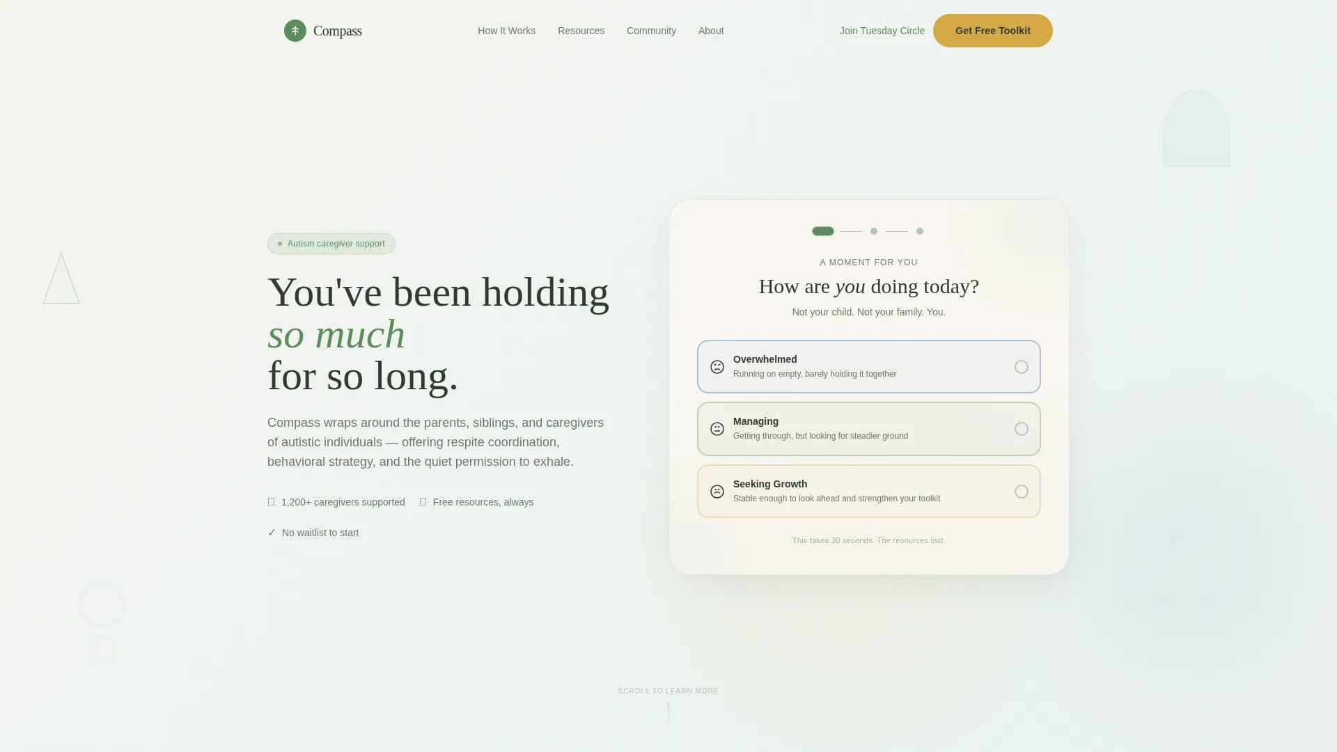Compass - Caregiver Support Landing Page Template