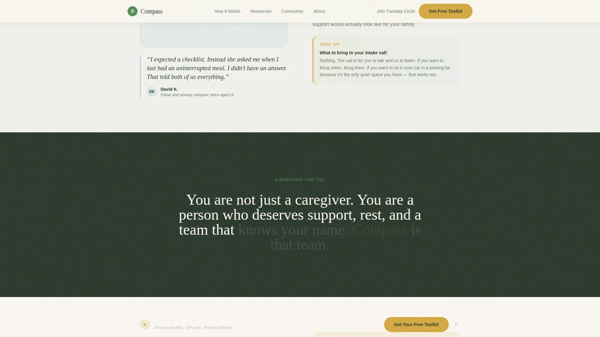 Compass - Caregiver Support Landing Page Template