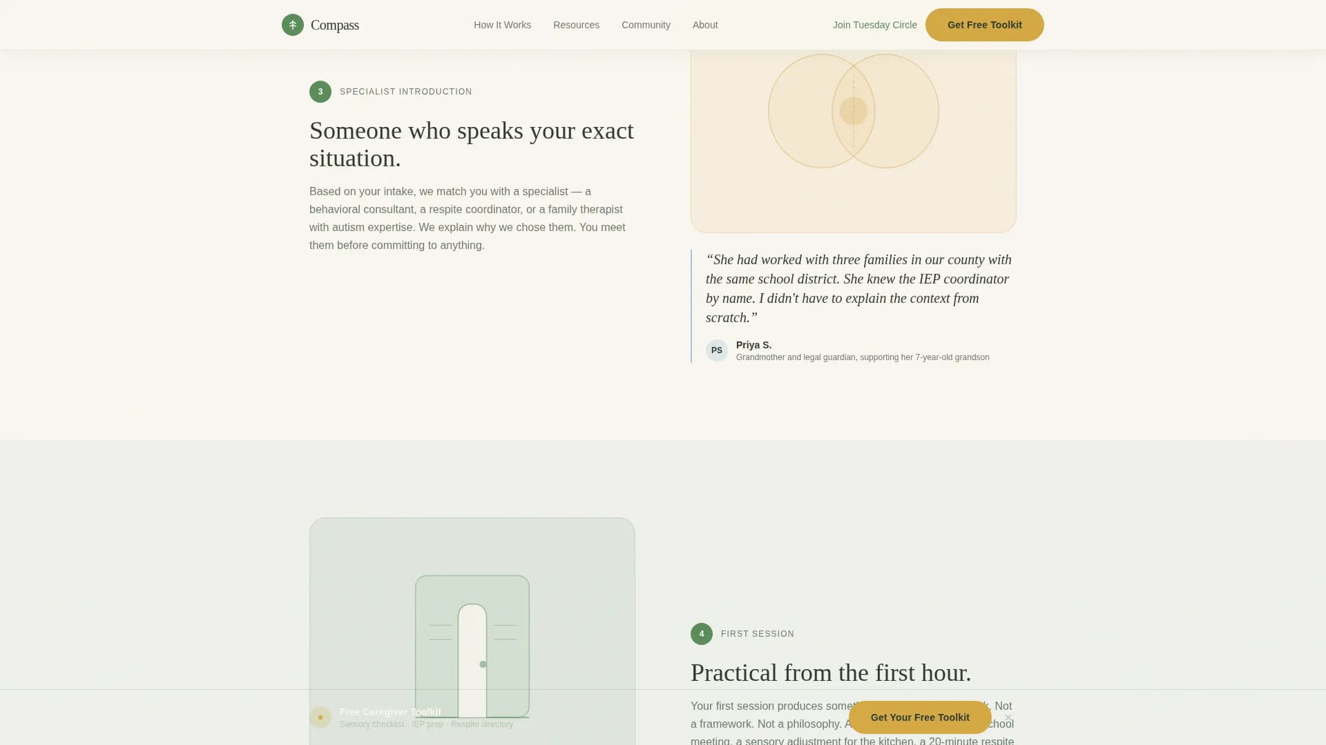 Compass - Caregiver Support Landing Page Template