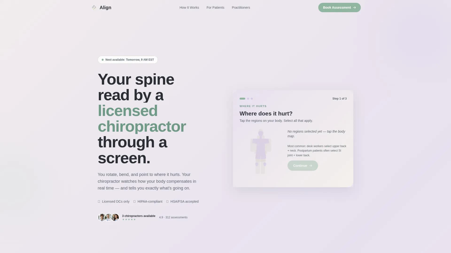 Chiropractor Virtual Consultation Website Template