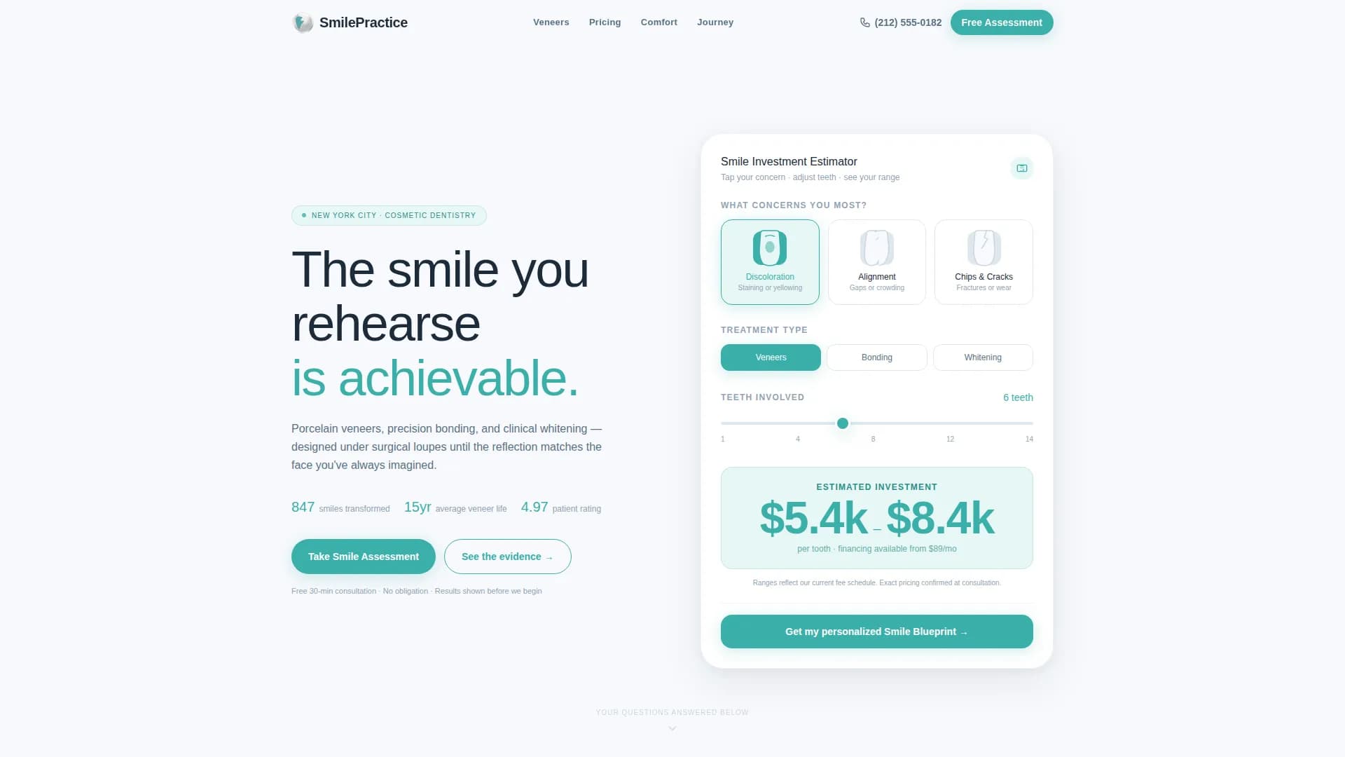 Smile - Investment Estimator Landing page Template
