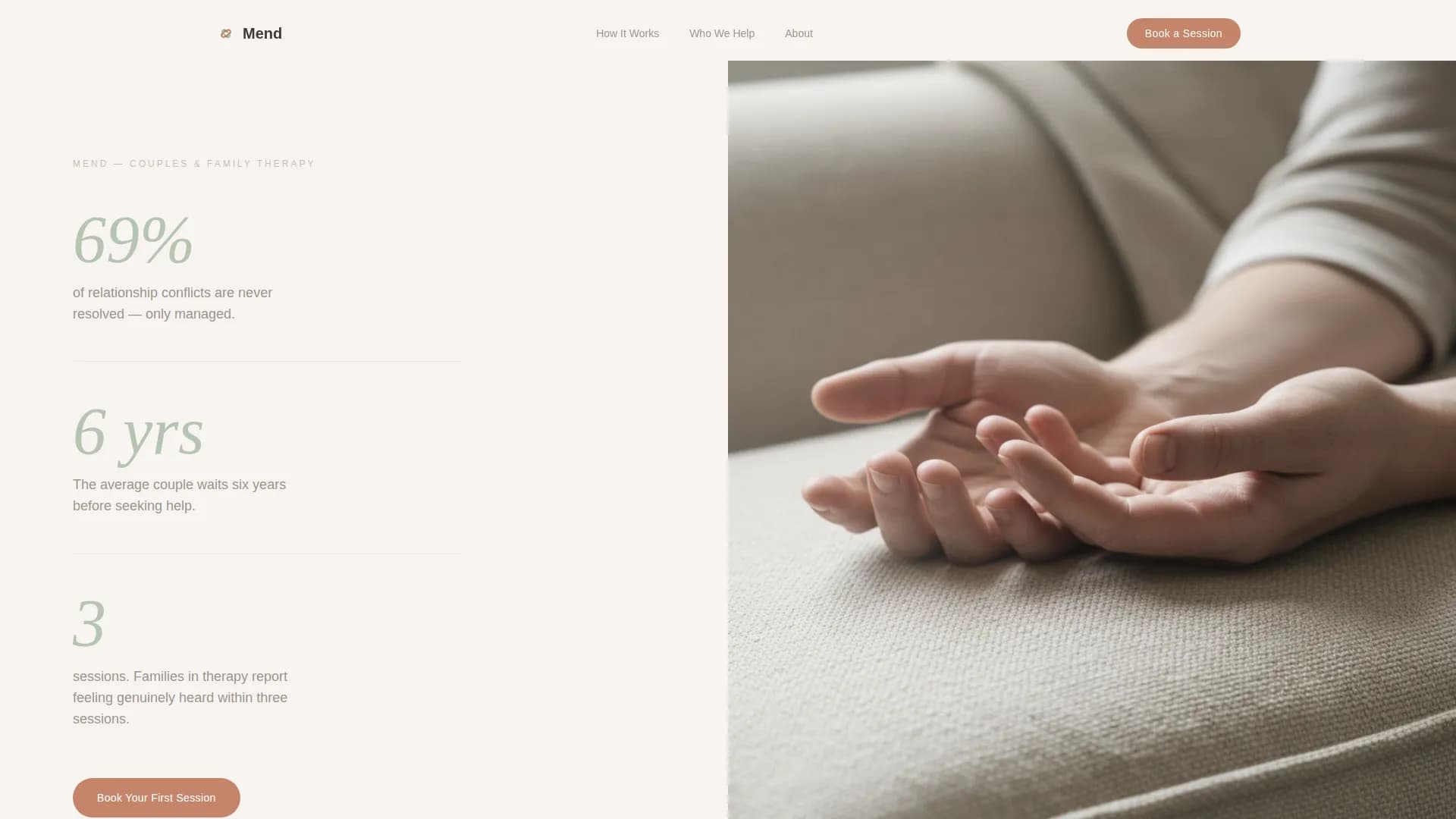 Mend - Couples Therapy Landing page Template