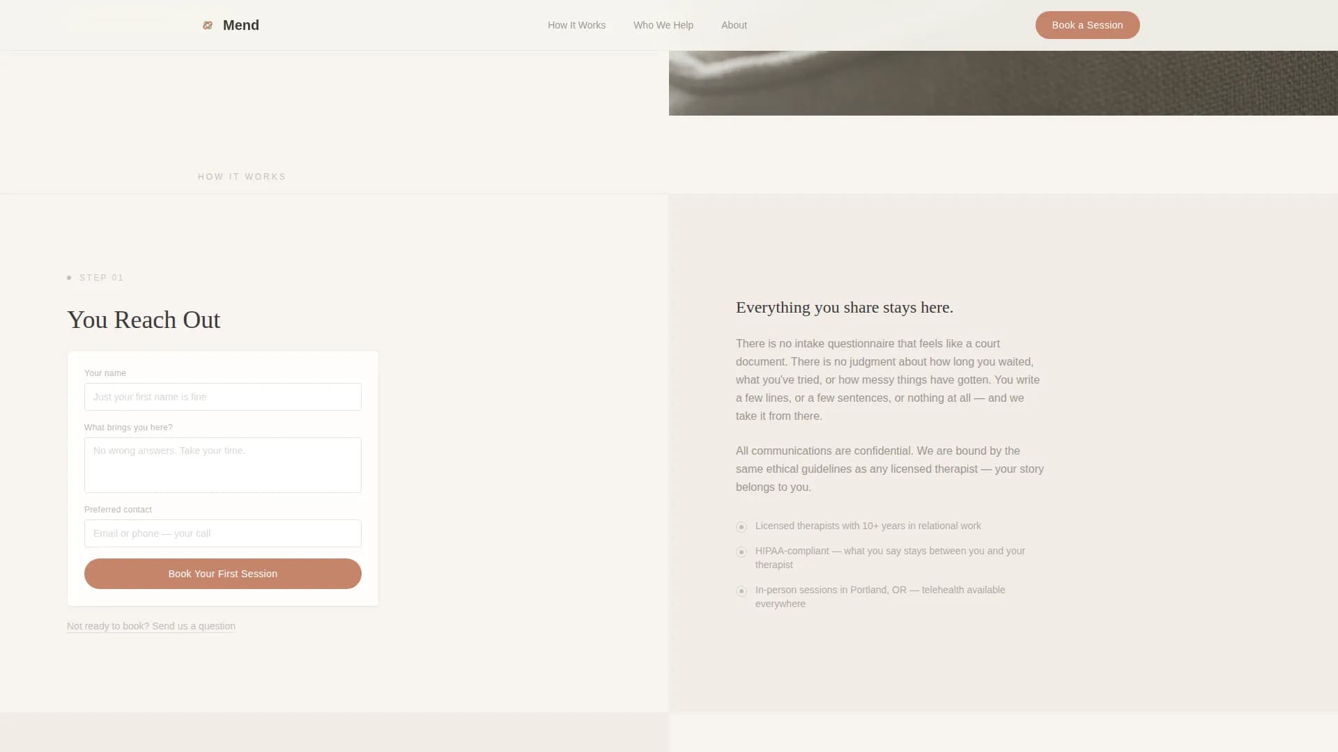Mend - Couples Therapy Landing page Template