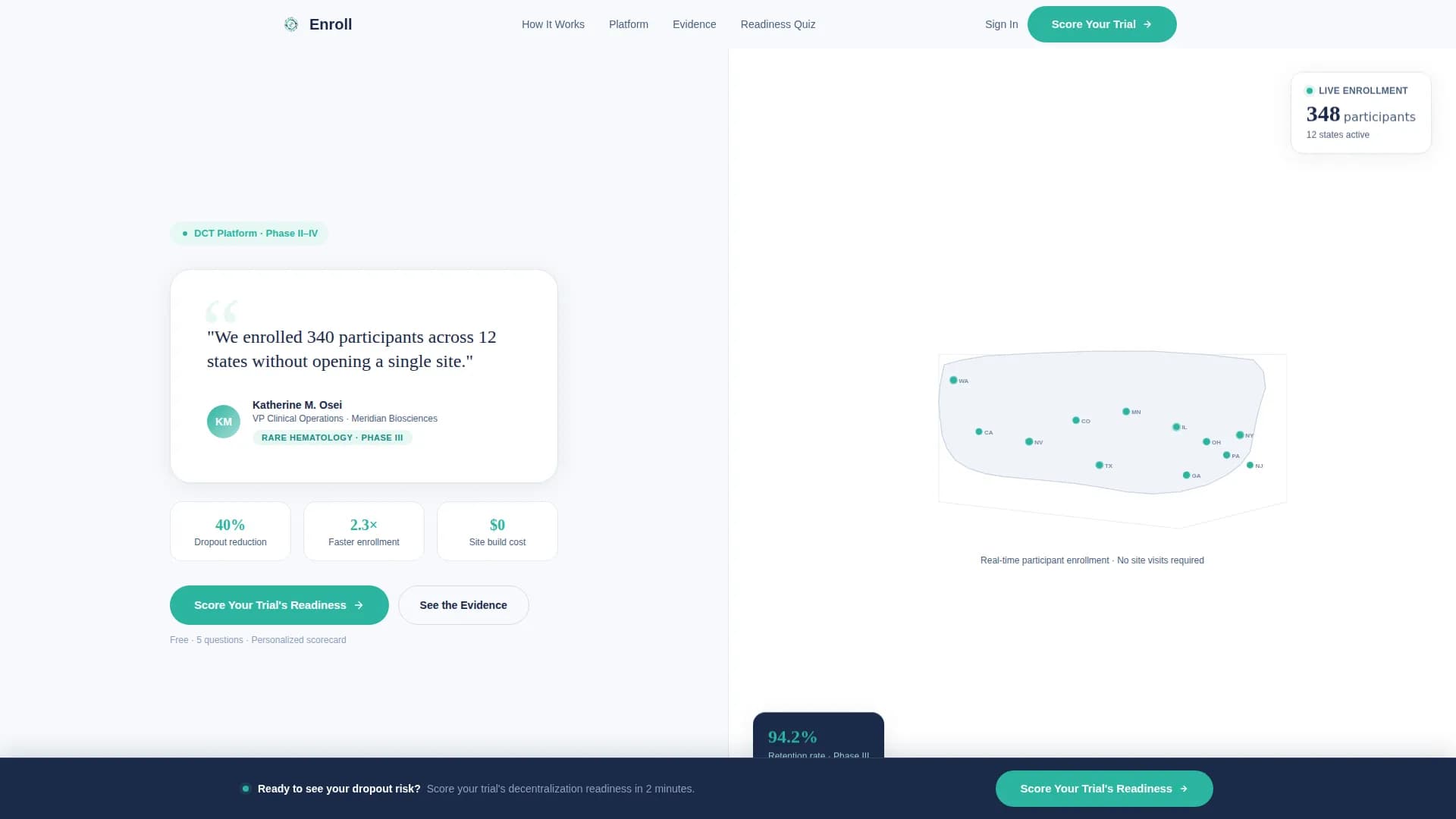 Enroll - Clinical Trial Platform Landing page Template