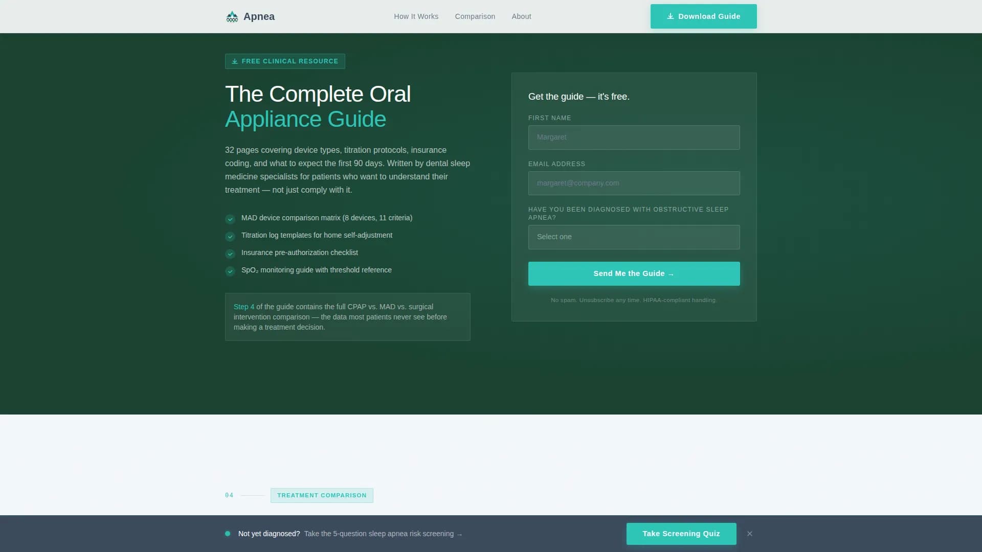 Sleep - Oral Appliance Landing page Template