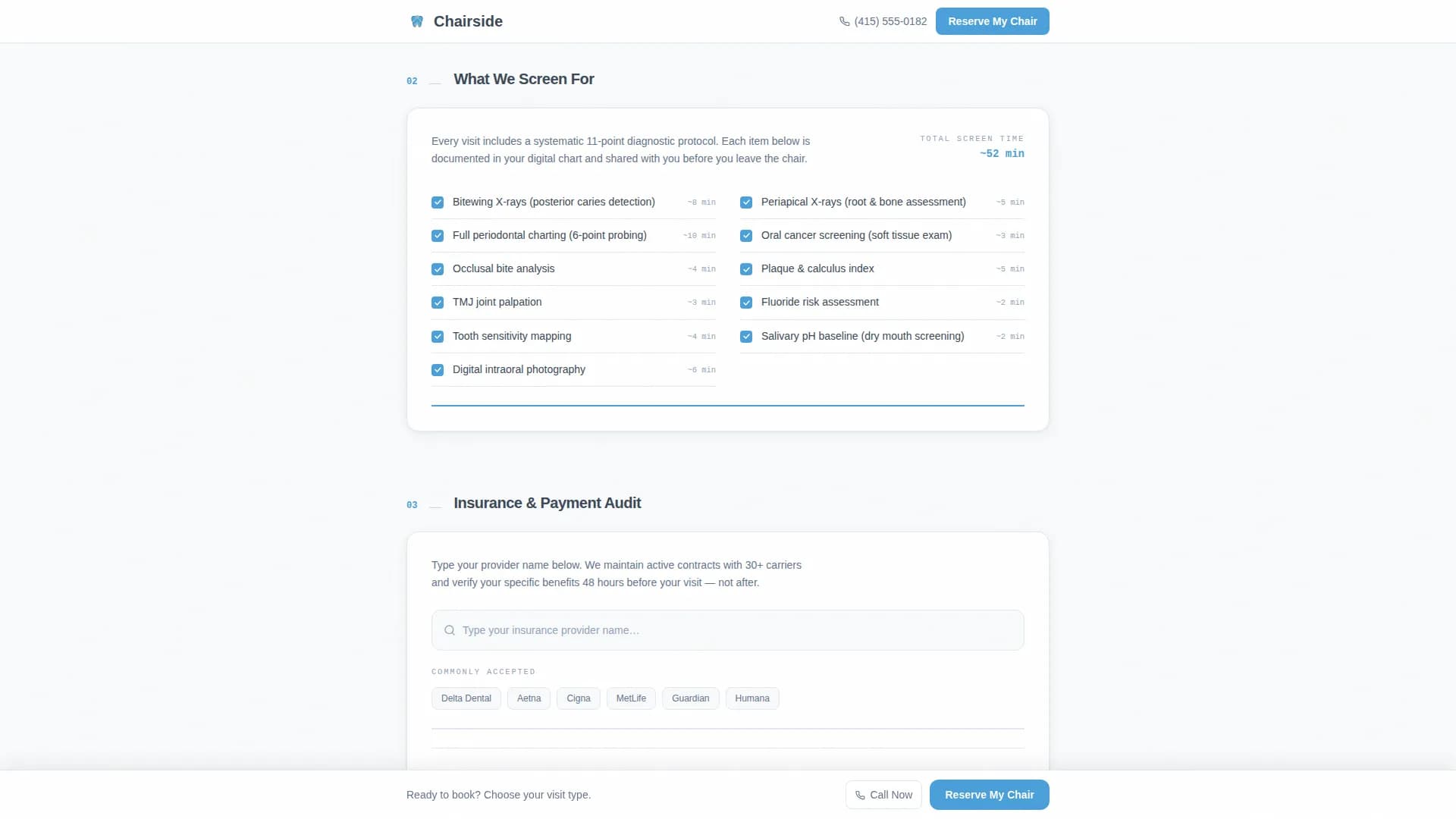 Dental Appointment Booking with Oral Health Audit Website Template