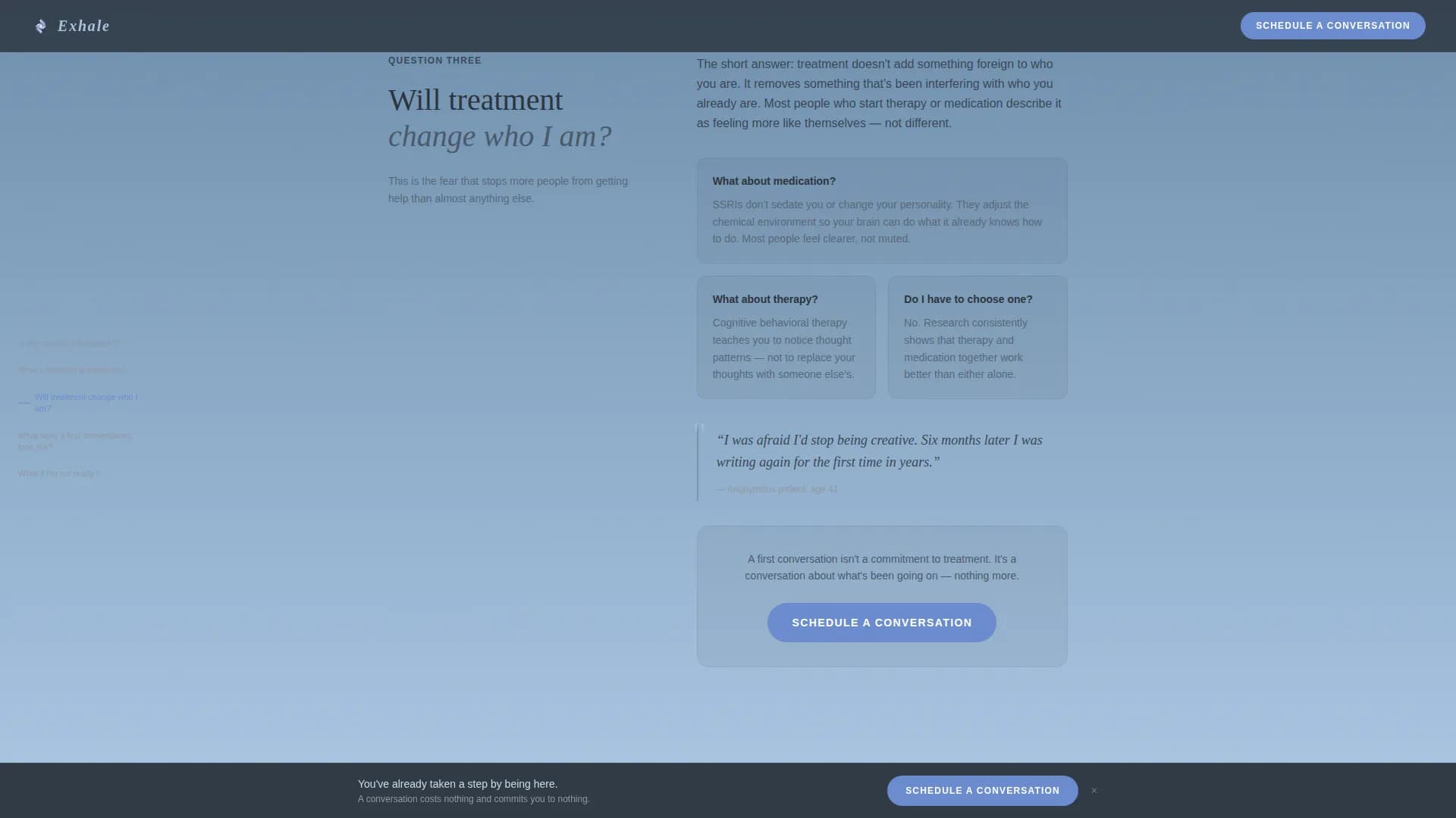 Exhale - Patient Education Landing page Template