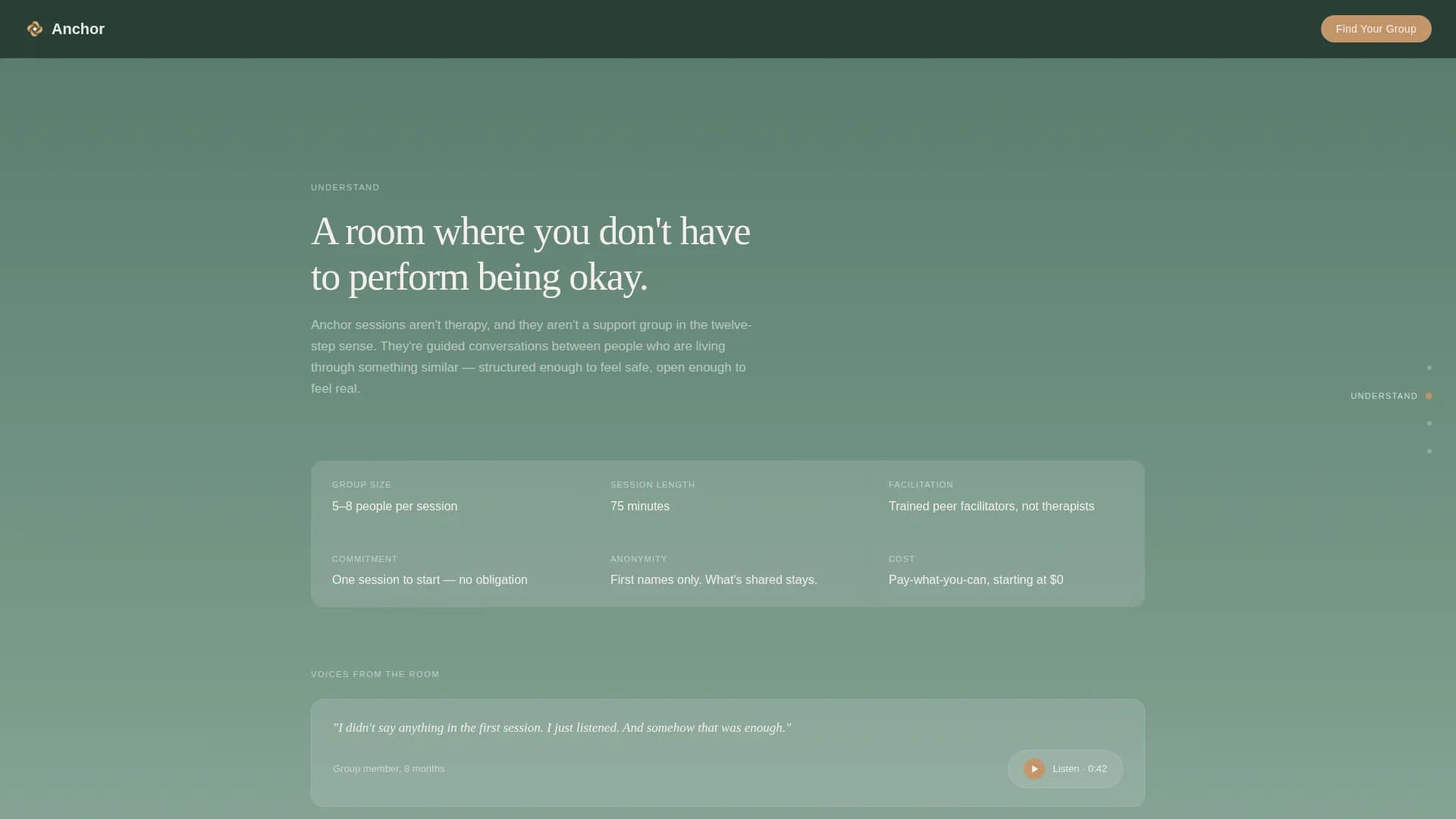 Anchor - Support Group Landing page Template
