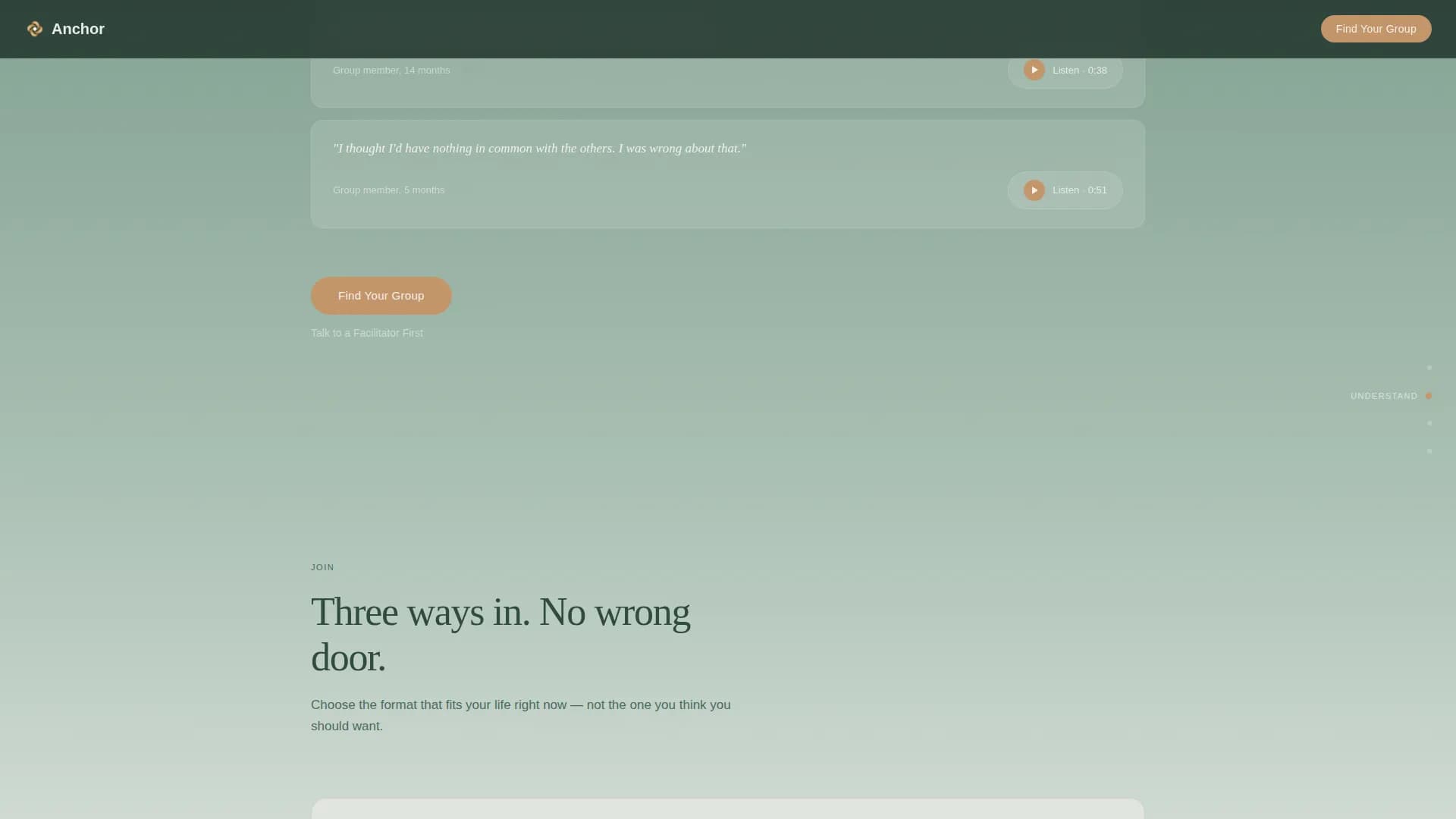 Anchor - Support Group Landing page Template