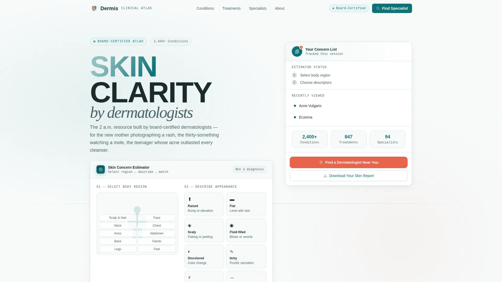 Dermis - Condition Library Landing Page Template