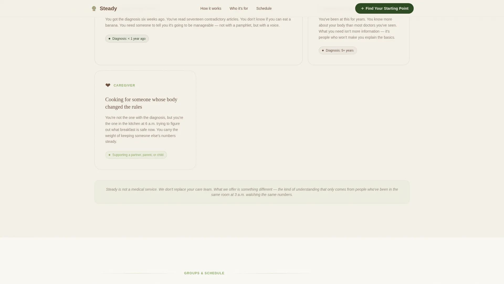 Steady - Support Group Landing Page Template