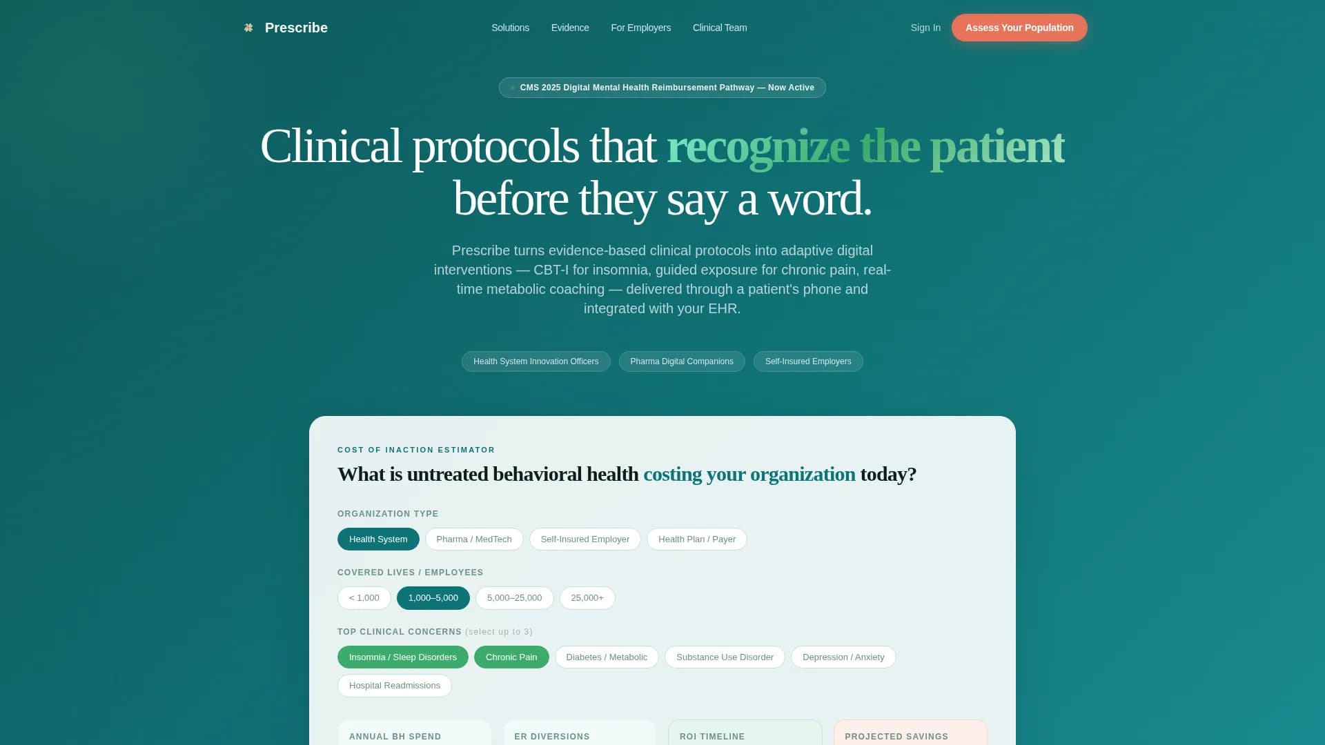 Prescribe - Digital Therapeutics Landing Page Template