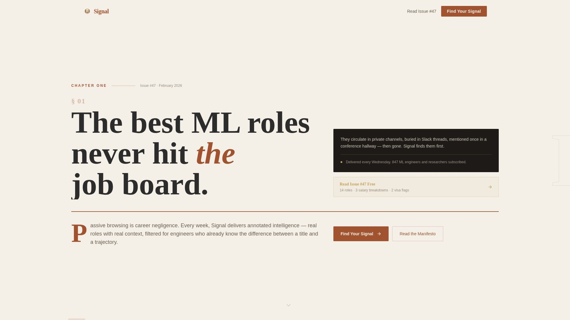 Signal - Curated ML Jobs Landing Page Template