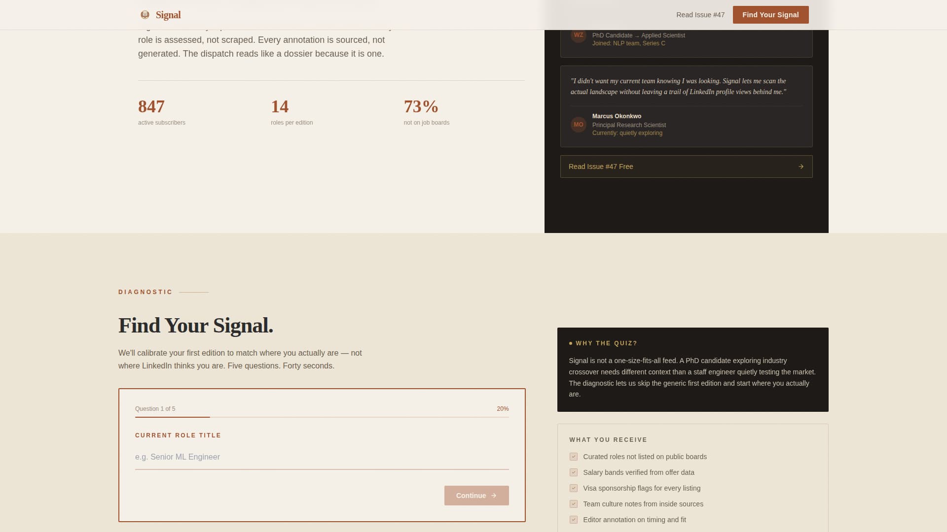 Signal - Curated ML Jobs Landing Page Template