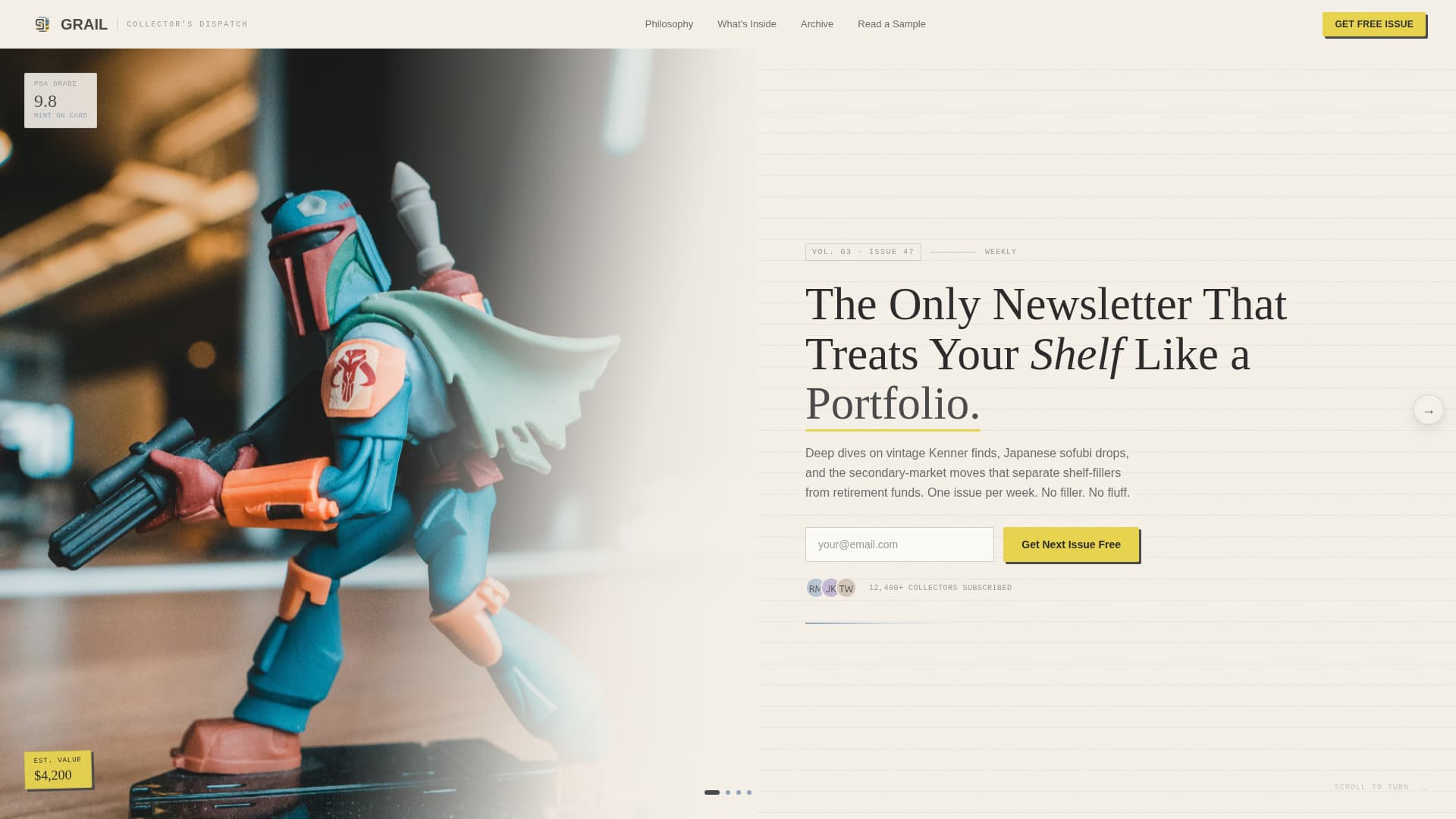 Grail - Vintage Collectibles Landing Page Template