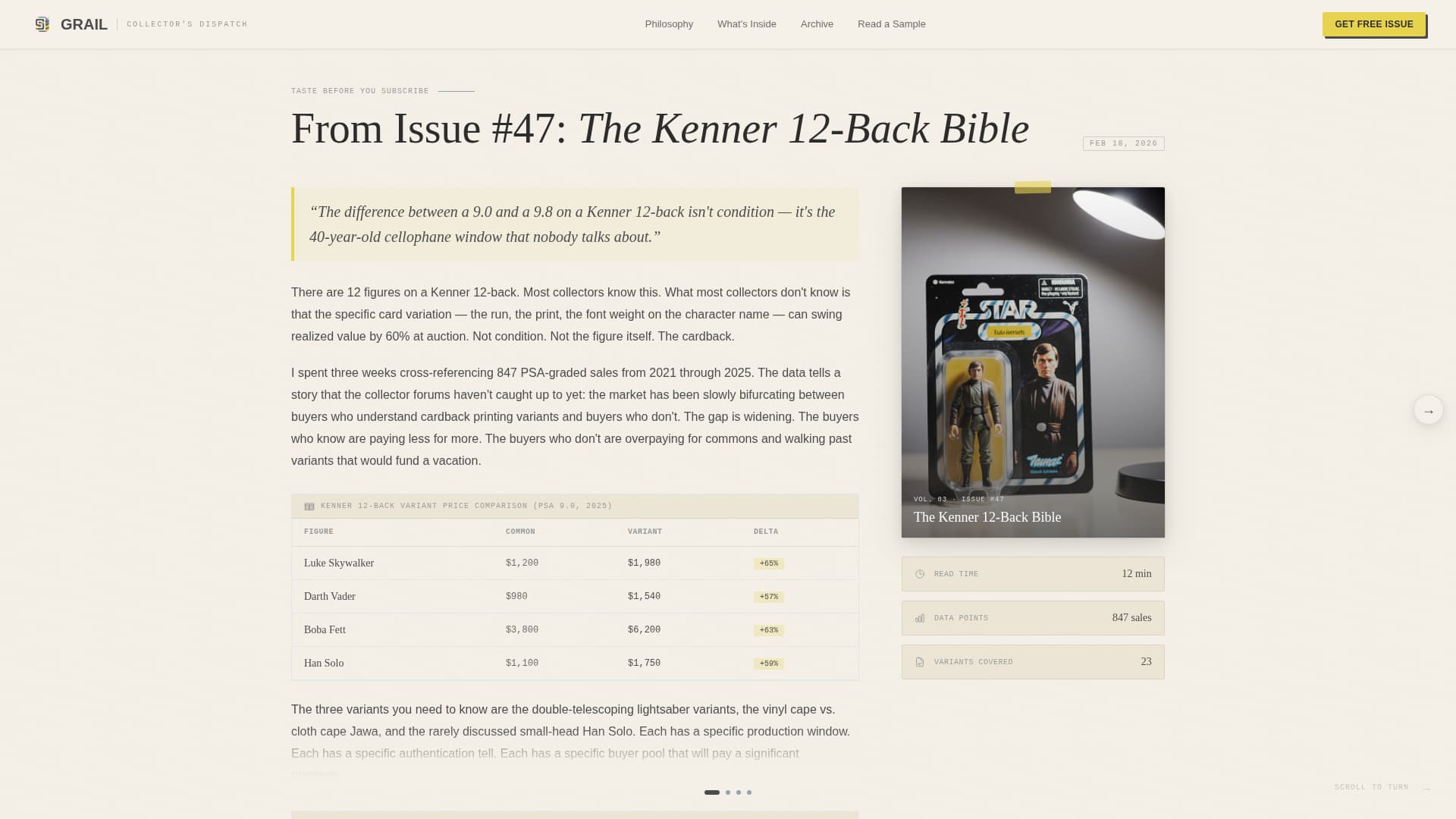 Grail - Vintage Collectibles Landing Page Template