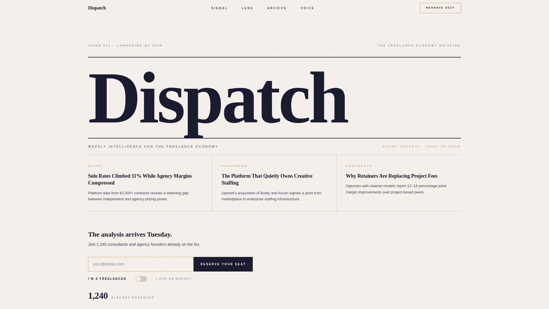 Agency & Freelance Newsletter Pre-Launch Website Template