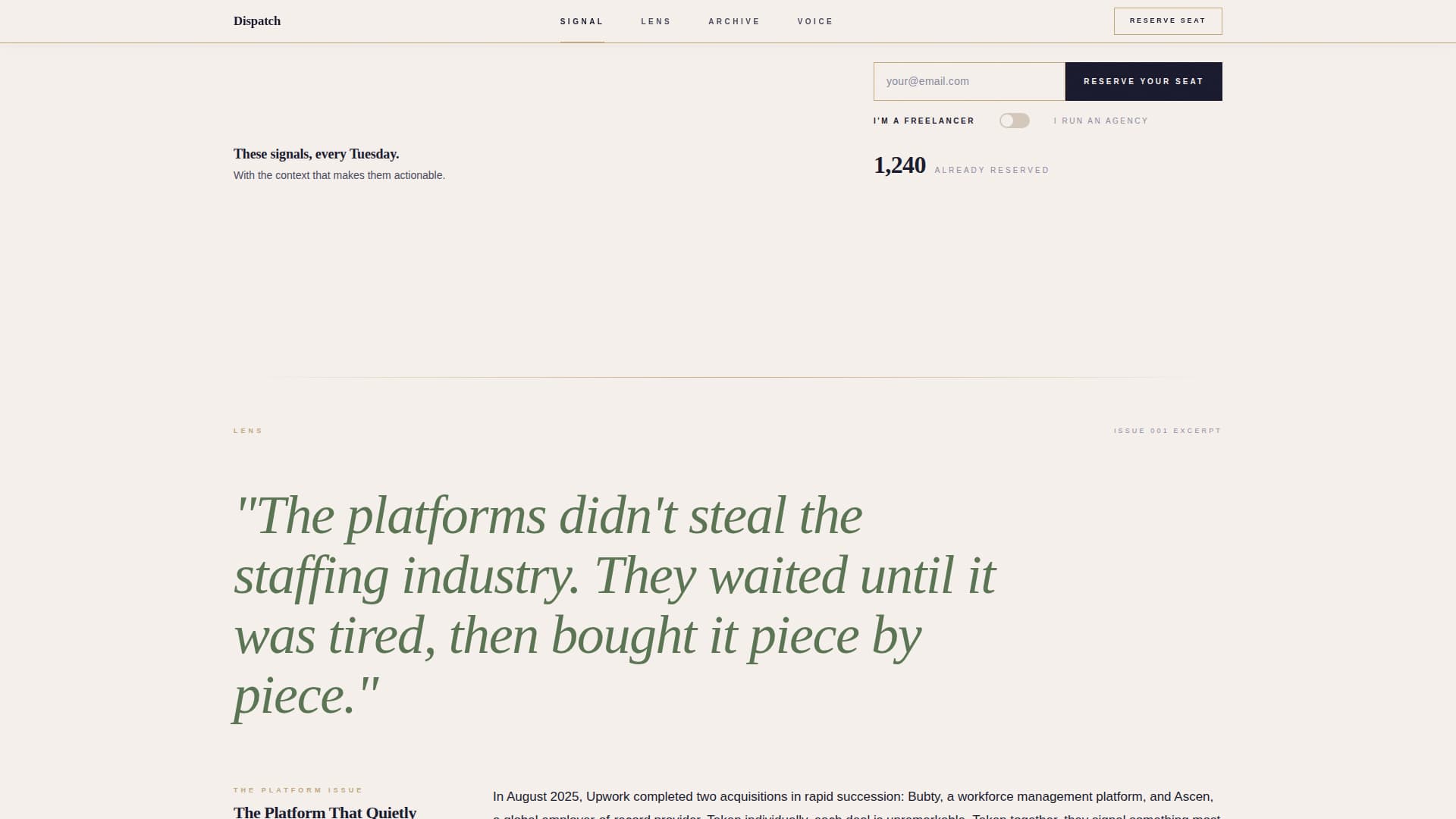 Agency & Freelance Newsletter Pre-Launch Website Template