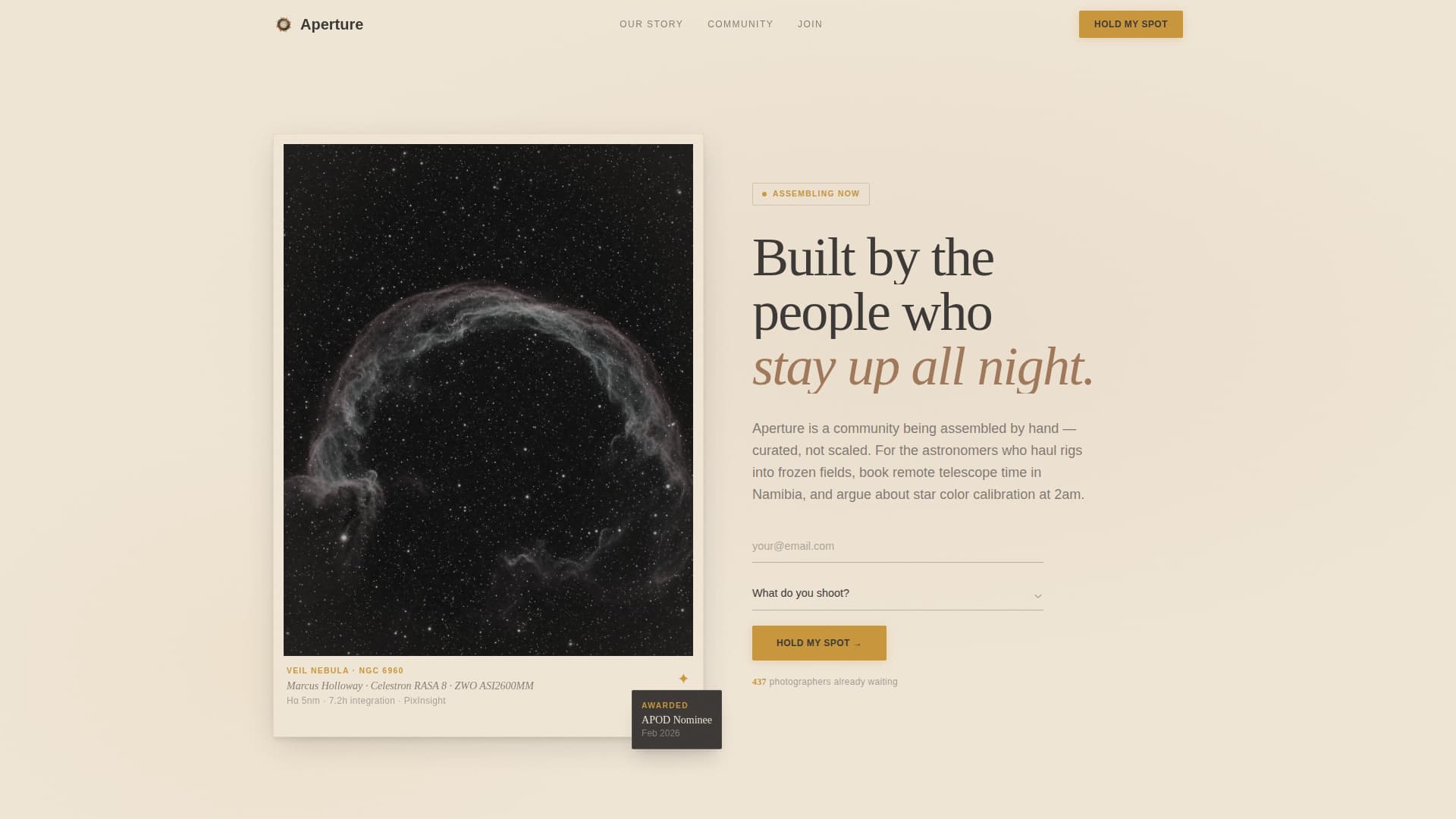 Aperture - Stunning Astrophotography Landing Page Template