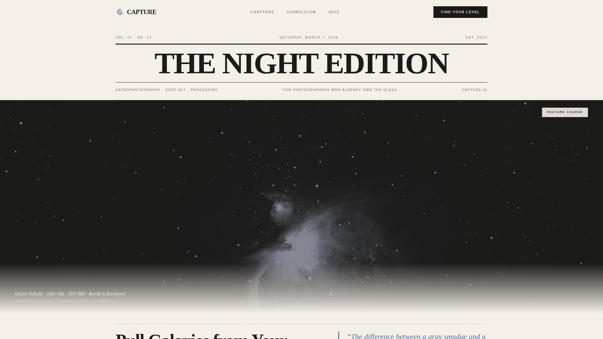 Capture - Editorial Astrophotography Landing Page Template