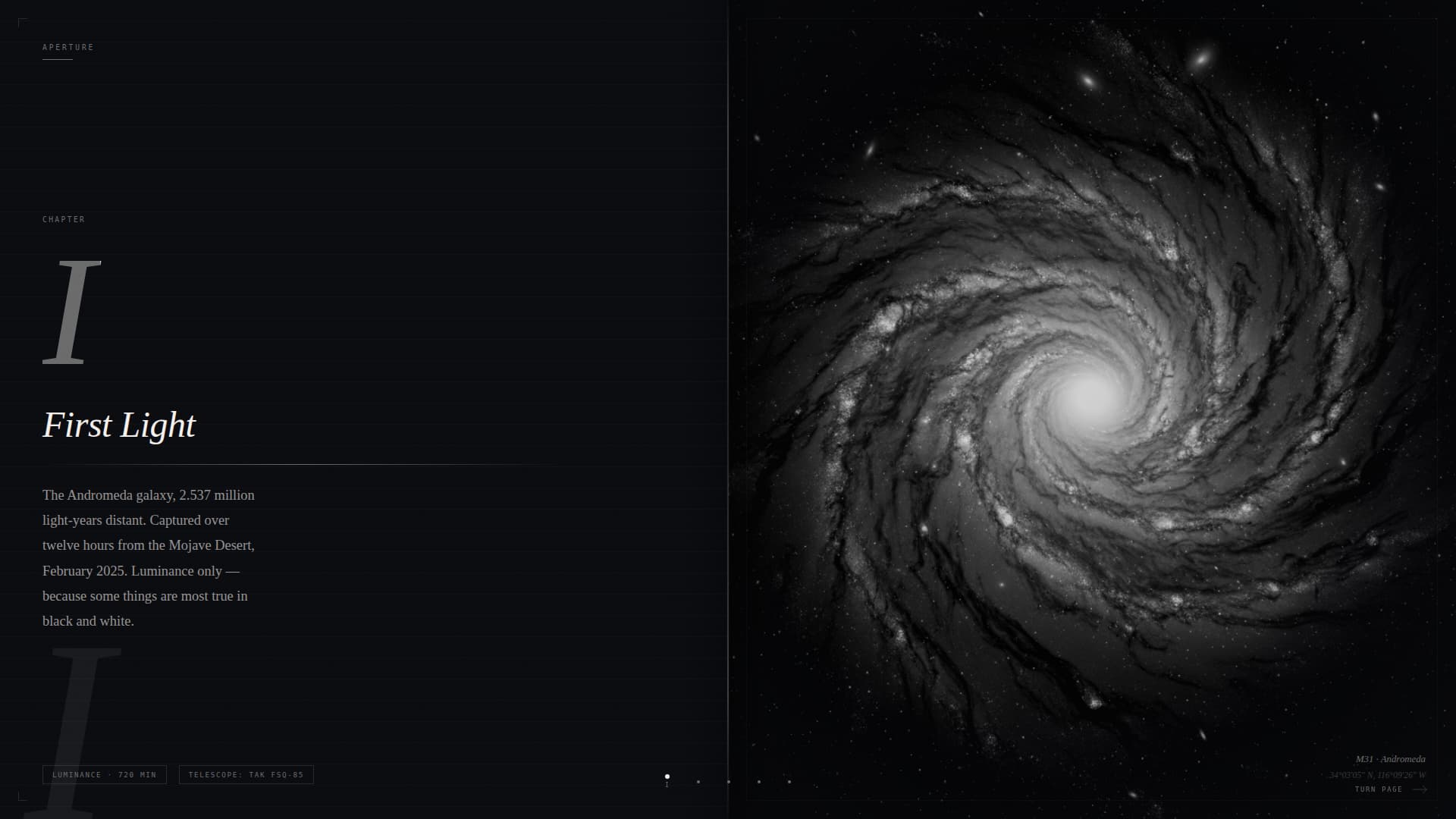 Aperture - Cinematic Astrophotography Landing Page Template