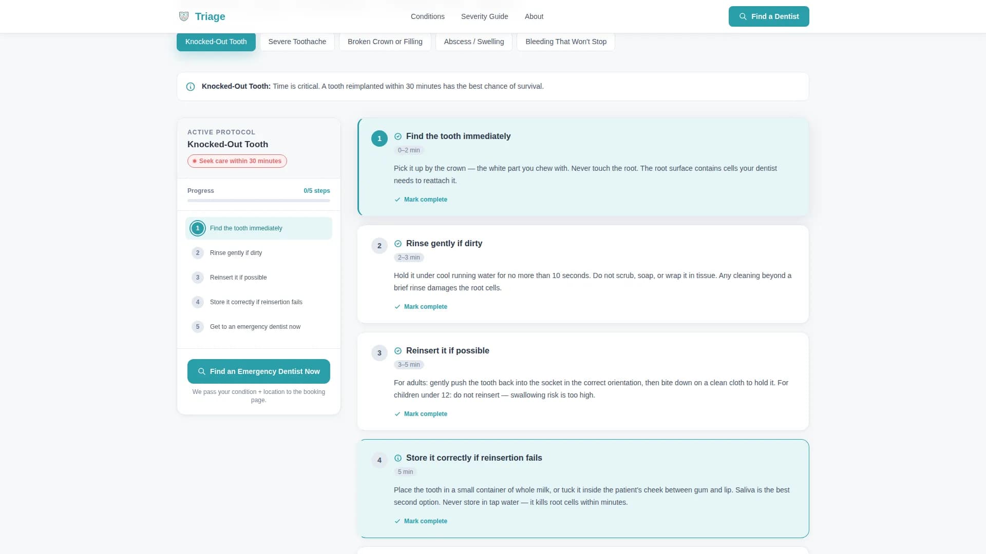 Triage - Emergency Protocol Landing page Template
