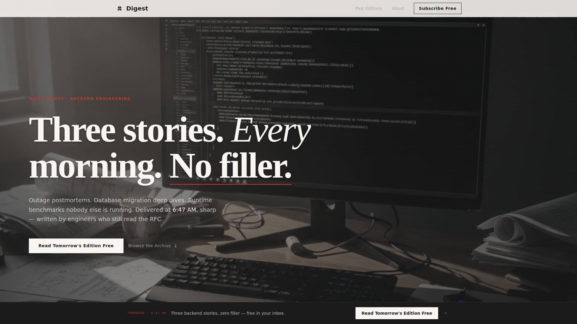 Backend Engineering Newsletter Blog Website Template