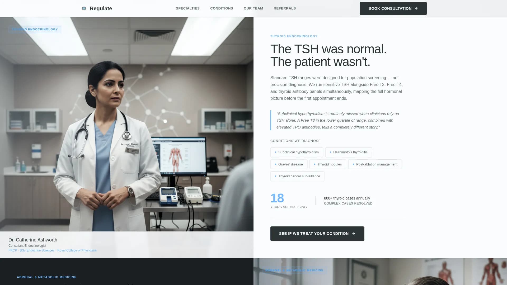 Endocrinology Practice Website Template for Undiagnosed Patients