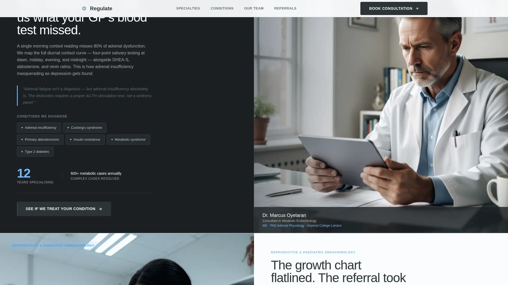 Endocrinology Practice Website Template for Undiagnosed Patients