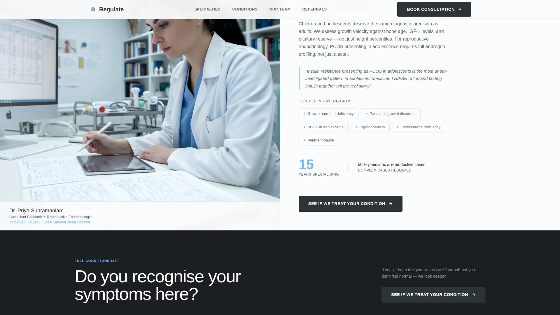 Endocrinology Practice Website Template for Undiagnosed Patients