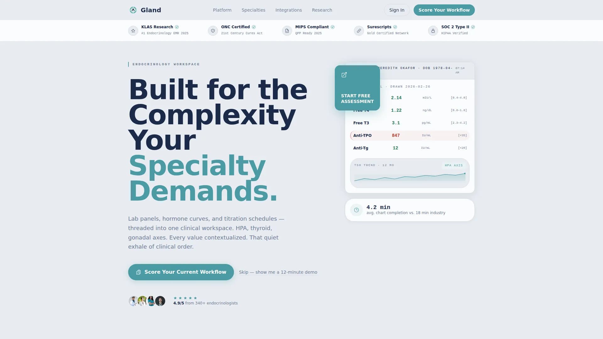 Gland - EMR Platform Landing Page Template