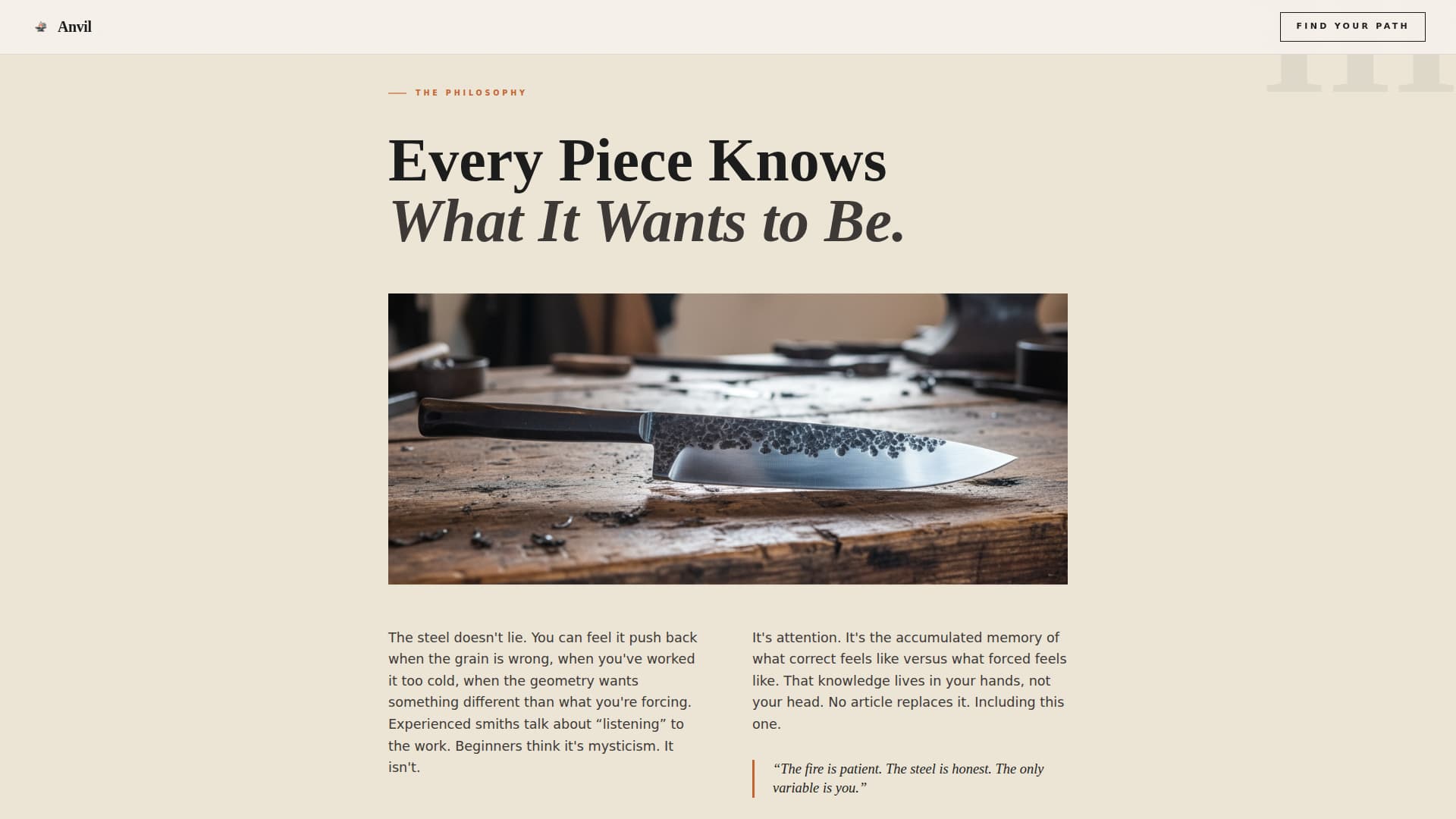 Anvil - Powerful Blacksmithing Landing Page Template