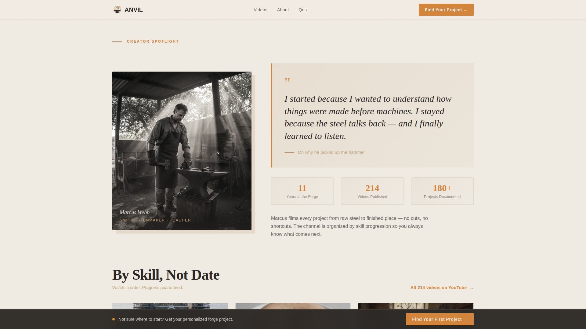 Anvil - Authoritative Blacksmithing Landing Page Template